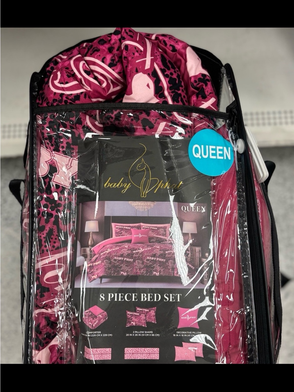 Baby Phat Hot Pink Logo 8-Piece Comforter Set - Picture 5 of 8